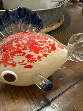 Vintage Hand Blown Art Glass Tropical Fish Paperweight - Murano Style Look